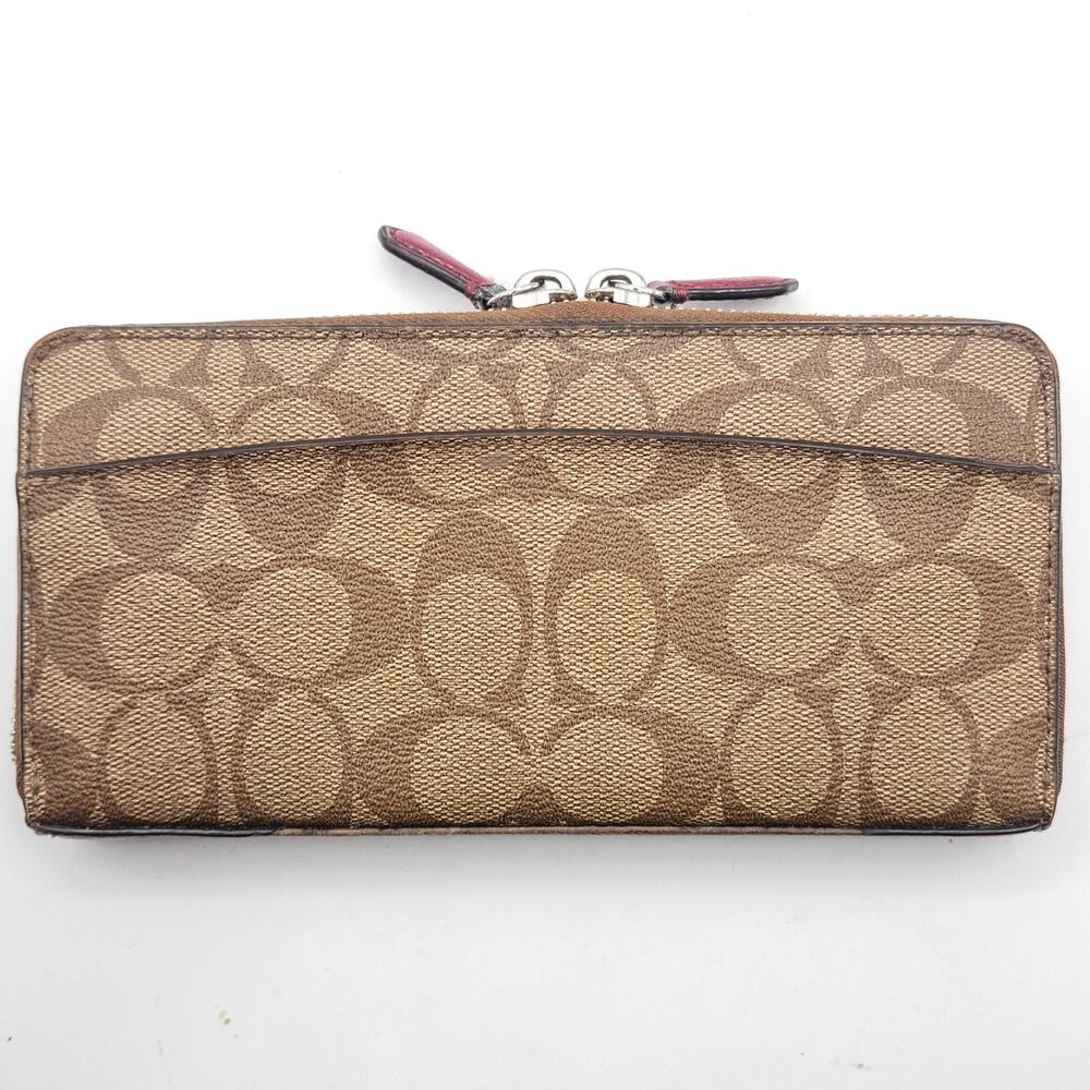 Coach Peyton Signature Accordion Zip Wallet Khaki Monogram Contemporary - Picture 2 of 9
